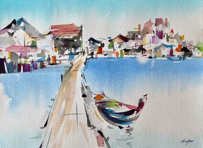 Chiayee Lam, George Town Waterside Bliss 2, 28 x 38 cm, Watercolour on paper