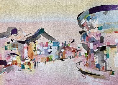 Chiayee Lam, Lively Reflections of George Town's History 3, 28 x 38 cm, Watercolour on paper