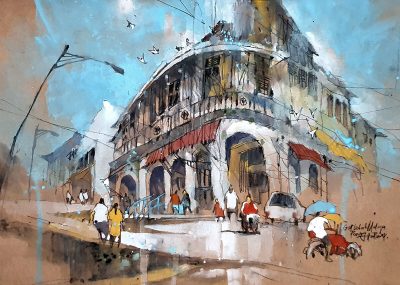 Kek Hoon Pin, UNESCO Heritage, Malay Street Ghaut, 30cm x 42cm, Mixed-media