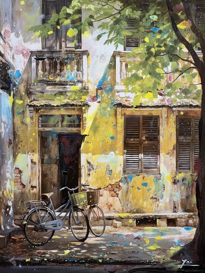 Lai Hui Xin, Pedals and Pathways George Town Vintage Bikes 5, 30 x 40 cm, Mixed Medium