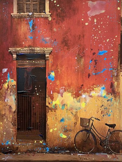 Lai Hui Xin, Pedals and Pathways George Town Vintage Bikes 6, 30 x 40 cm, Mixed Medium