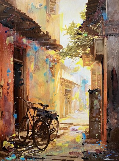 Lai Hui Xin, Pedals and Pathways George Town Vintage Bikes 8, 30 x 40 cm, Mixed Medium